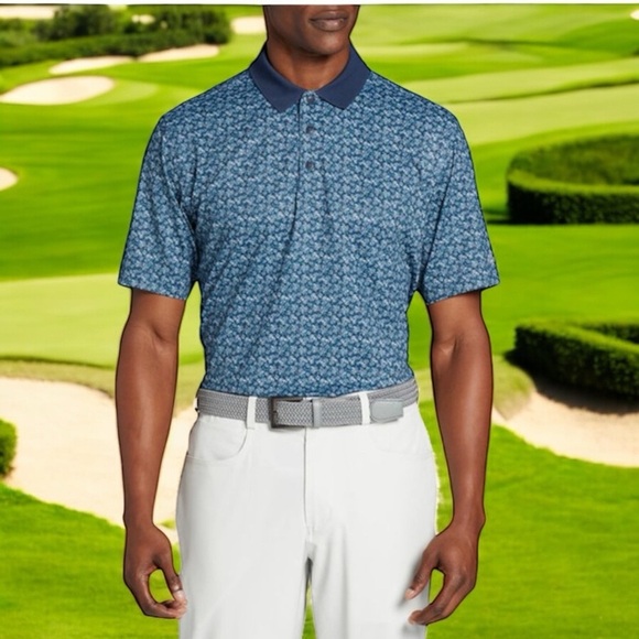 Walter Hagen Men's NEW W Tags Large Performance 11 Dogwood Ditsy Golf Polo Shirt - Picture 1 of 5